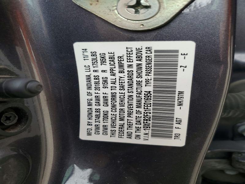Aukcja sprzedaży 2015 Honda Civic, vin: 19XFB2F51FE016954, numer aukcji: 57891526