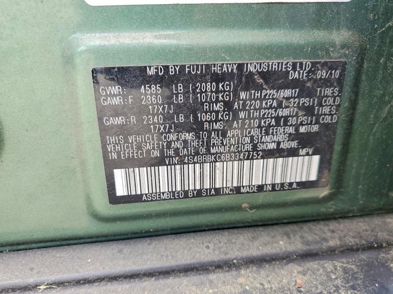 Продаж на аукціоні авто 2011 Subaru Outback, vin: 4S4BRBKC6B3347752, номер лоту: 58818296