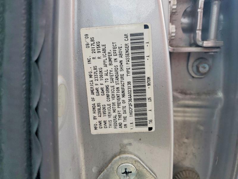 56598706 :رقم المزاد ، 1HGCP2F36AA023138 vin ، 2010 Honda Accord مزاد بيع