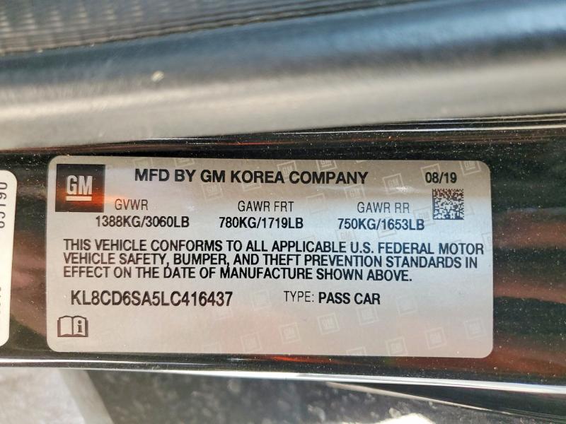 58034656 :رقم المزاد ، KL8CD6SA5LC416437 vin ، 2020 Chevrolet Spark مزاد بيع