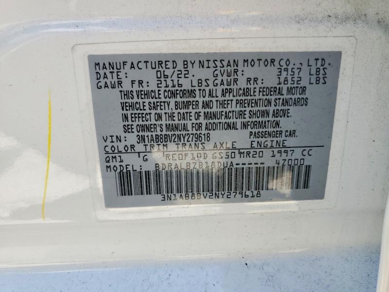 Aukcja sprzedaży 2022 Nissan Sentra, vin: 3N1AB8BV2NY279618, numer aukcji: 58916316