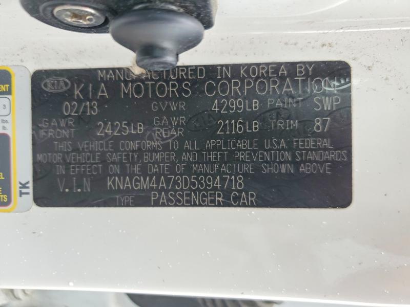57675106 :رقم المزاد ، KNAGM4A73D5394718 vin ، 2013 Kia Optima مزاد بيع