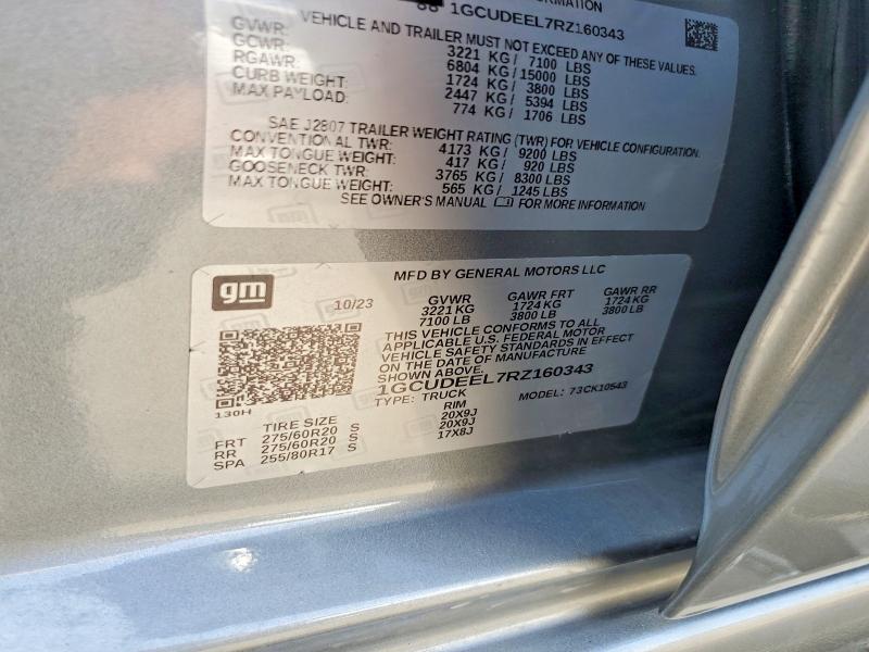 Продаж на аукціоні авто 2024 Chevrolet Silverado, vin: 1GCUDEEL7RZ160343, номер лоту: 58729806
