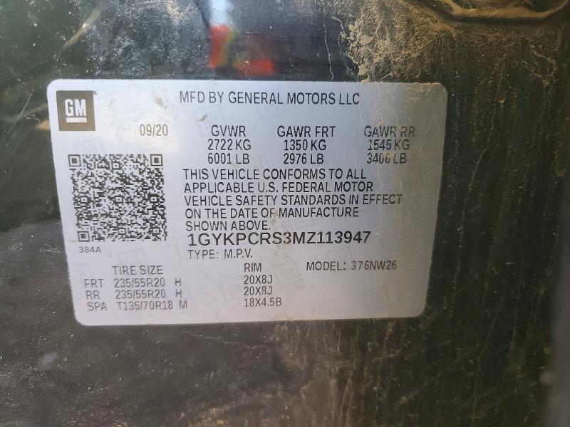 Aukcja sprzedaży 2021 Cadillac Xt6, vin: 1GYKPCRS3MZ113947, numer aukcji: 57612316