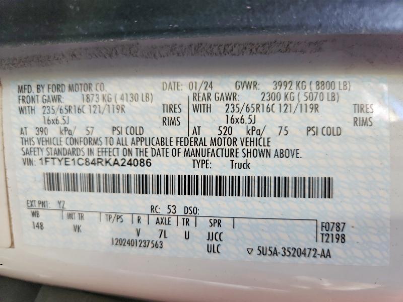 Продаж на аукціоні авто 2024 Ford Transit, vin: 1FTYE1C84RKA24086, номер лоту: 54815716