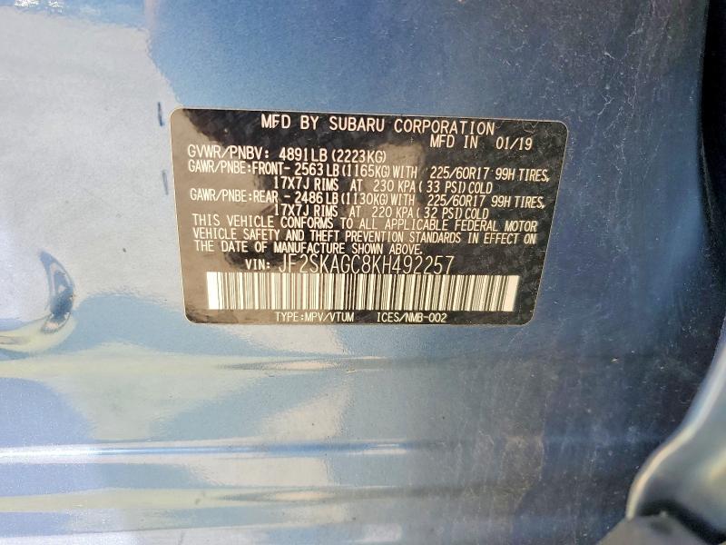 Aukcja sprzedaży 2019 Subaru Forester, vin: JF2SKAGC8KH492257, numer aukcji: 56896746