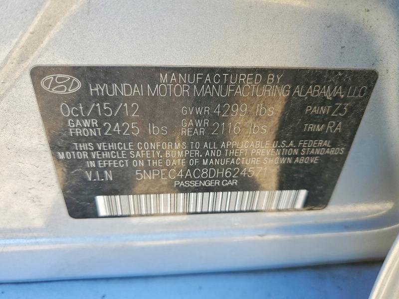Продаж на аукціоні авто 2013 Hyundai Sonata, vin: 5NPEC4AC8DH624571, номер лоту: 55772636