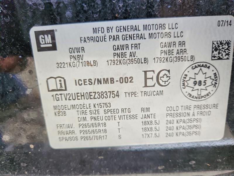 Auction sale of the 2014 Gmc Sierra, vin: 1GTV2UEH0EZ383754, lot number: 56100056