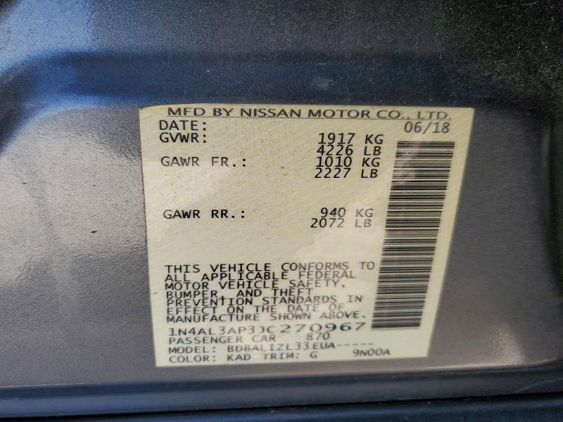 55952976 :رقم المزاد ، 1N4AL3AP3JC270967 vin ، 2018 Nissan Altima مزاد بيع