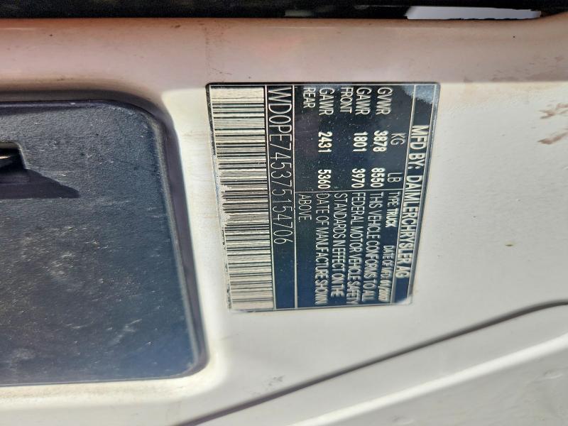 Auction sale of the 2007 Dodge Sprinter, vin: WD0PE745375154706, lot number: 55429446