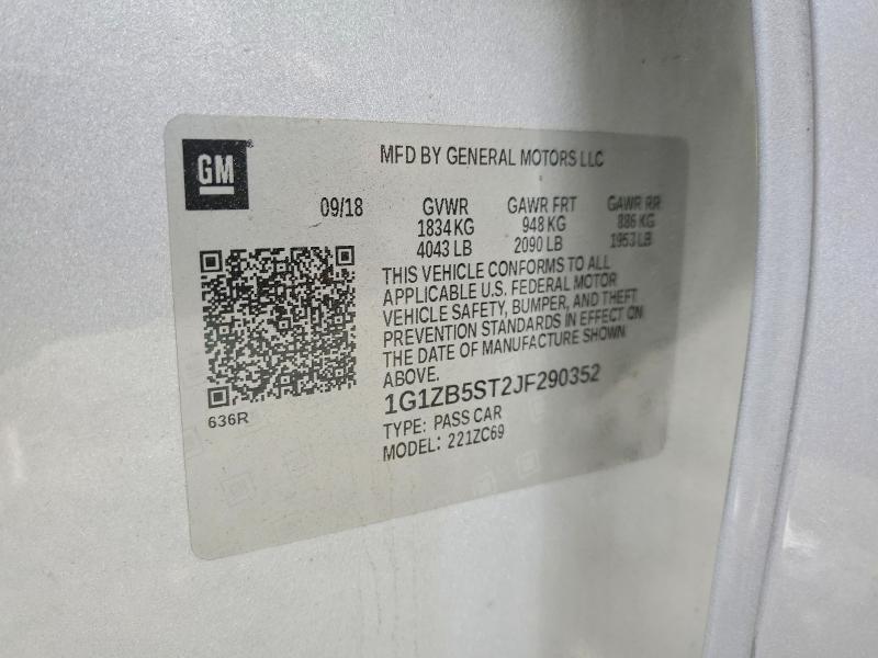2018 Chevrolet Malibu მანქანა იყიდება აუქციონზე, vin: 1G1ZB5ST2JF290352, აუქციონის ნომერი: 58524596