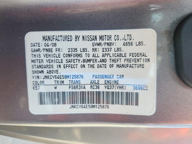 Aukcja sprzedaży 2008 Infiniti G37, vin: JNKCV64E58M125876, numer aukcji: 56868436