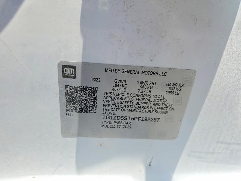 57330456 :رقم المزاد ، 1G1ZD5ST5PF192287 vin ، 2023 Chevrolet Malibu مزاد بيع