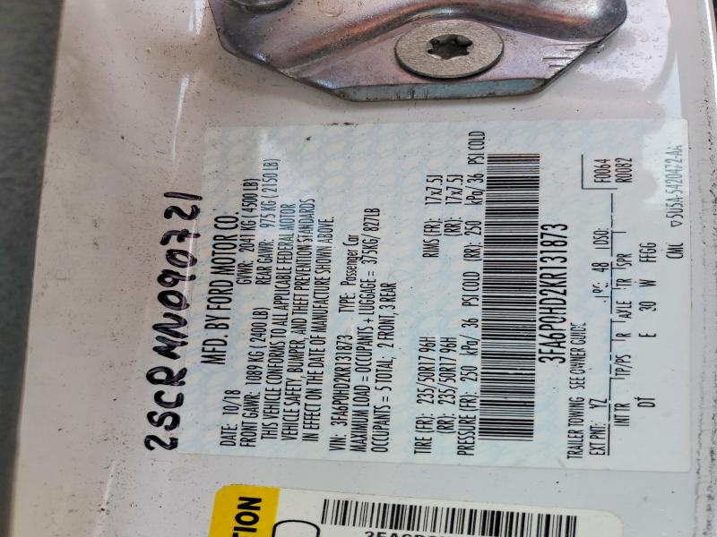 Aukcja sprzedaży 2019 Ford Fusion, vin: 3FA6P0HD2KR131873, numer aukcji: 56621266