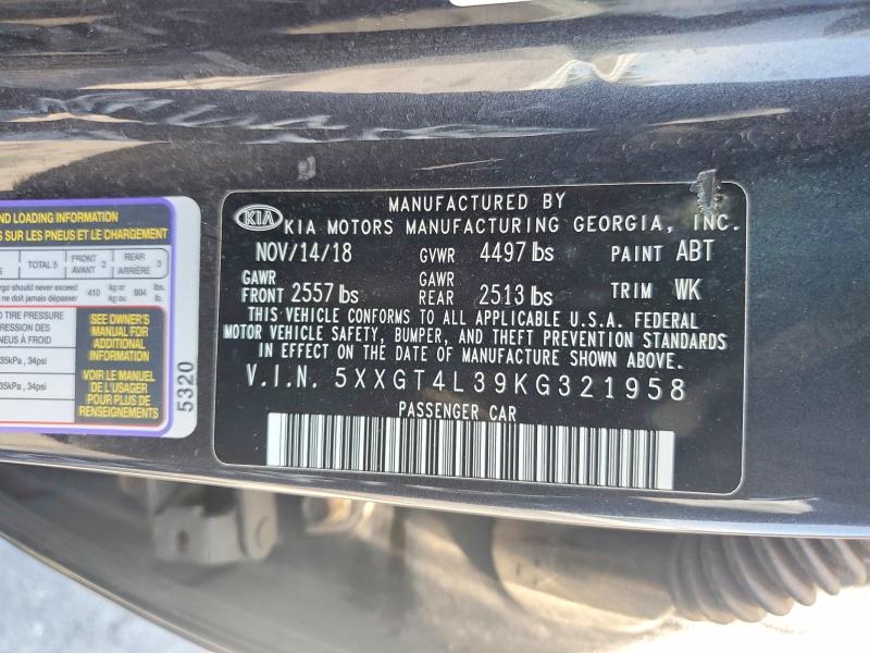 58704086 :رقم المزاد ، 5XXGT4L39KG321958 vin ، 2019 Kia Optima مزاد بيع