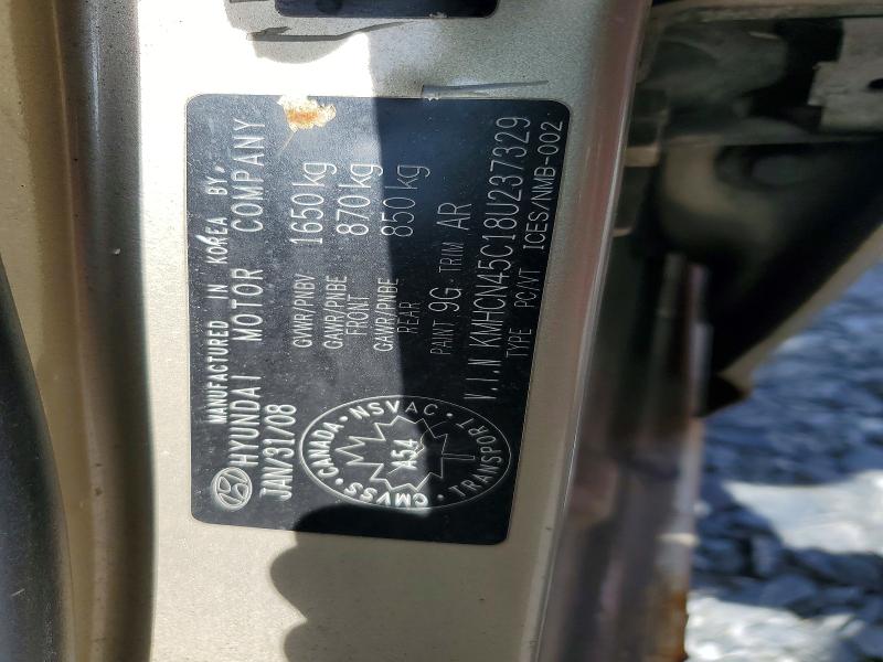 2008 Hyundai Accent მანქანა იყიდება აუქციონზე, vin: KMHCN45C18U237329, აუქციონის ნომერი: 52799886