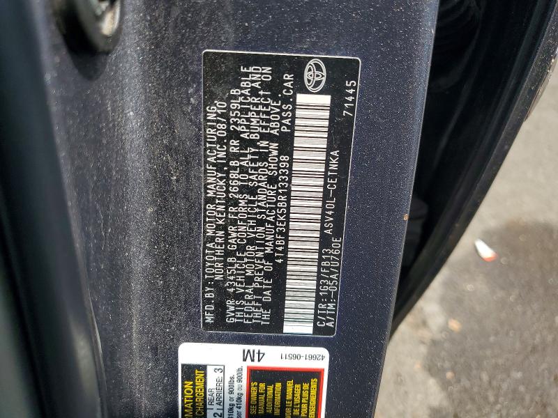 57141716 :رقم المزاد ، 4T4BF3EK5BR133398 vin ، 2011 Toyota Camry مزاد بيع