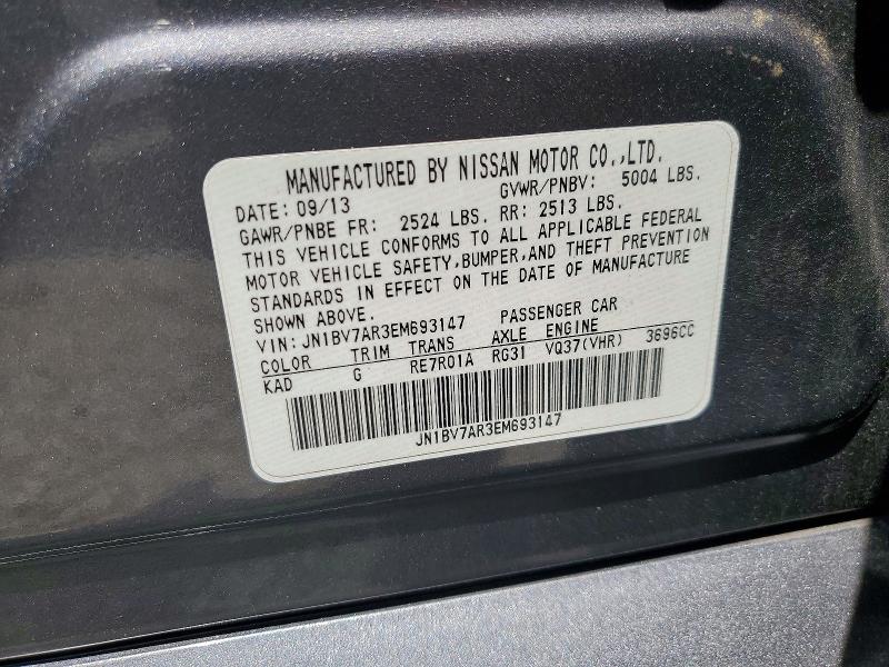 2014 Infiniti Q50 მანქანა იყიდება აუქციონზე, vin: JN1BV7AR3EM693147, აუქციონის ნომერი: 55514366