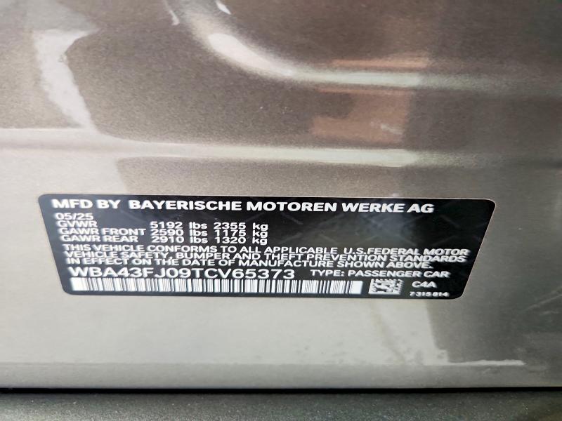 58417026 :رقم المزاد ، WBA43FJ09TCV65373 vin ، 2026 Bmw 530 مزاد بيع