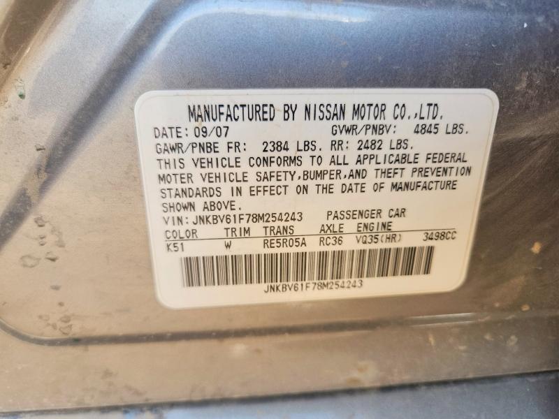 Aukcja sprzedaży 2008 Infiniti G35, vin: JNKBV61F78M254243, numer aukcji: 55214196