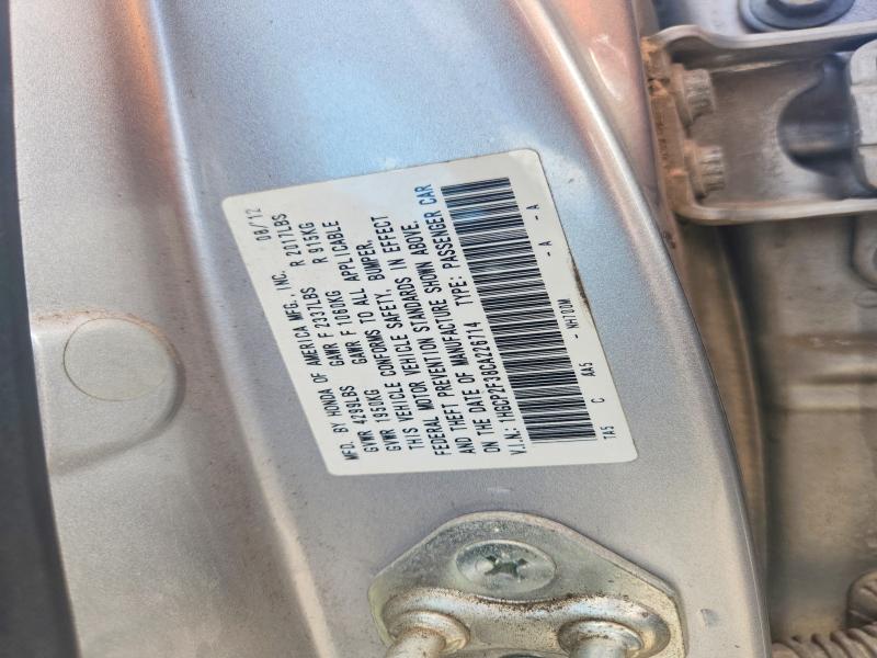 Aukcja sprzedaży 2012 Honda Accord, vin: 1HGCP2F38CA226714, numer aukcji: 59198576