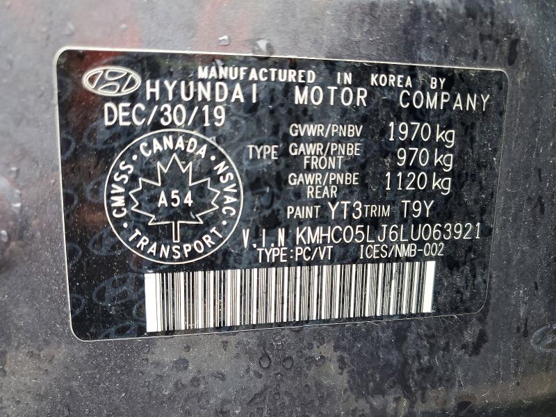 55953806 :رقم المزاد ، KMHC05LJ6LU063921 vin ، 2020 Hyundai Ioniq مزاد بيع