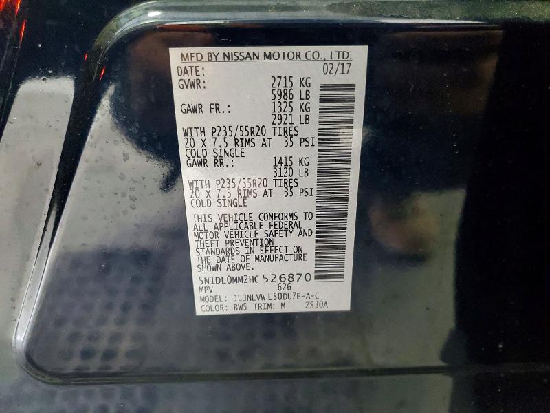 58945856 :رقم المزاد ، 5N1DL0MM2HC526870 vin ، 2017 Infiniti Qx60 مزاد بيع