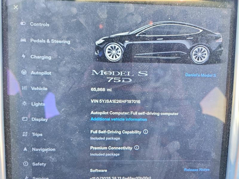 55813746 :رقم المزاد ، 5YJSA1E26HF197016 vin ، 2017 Tesla Model S مزاد بيع
