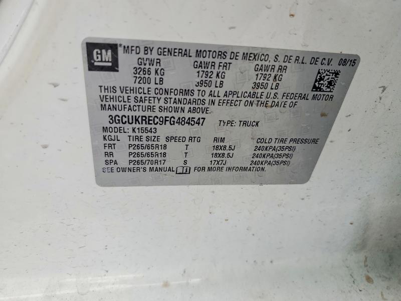 2015 Chevrolet Silverado მანქანა იყიდება აუქციონზე, vin: 3GCUKREC9FG484547, აუქციონის ნომერი: 57911266