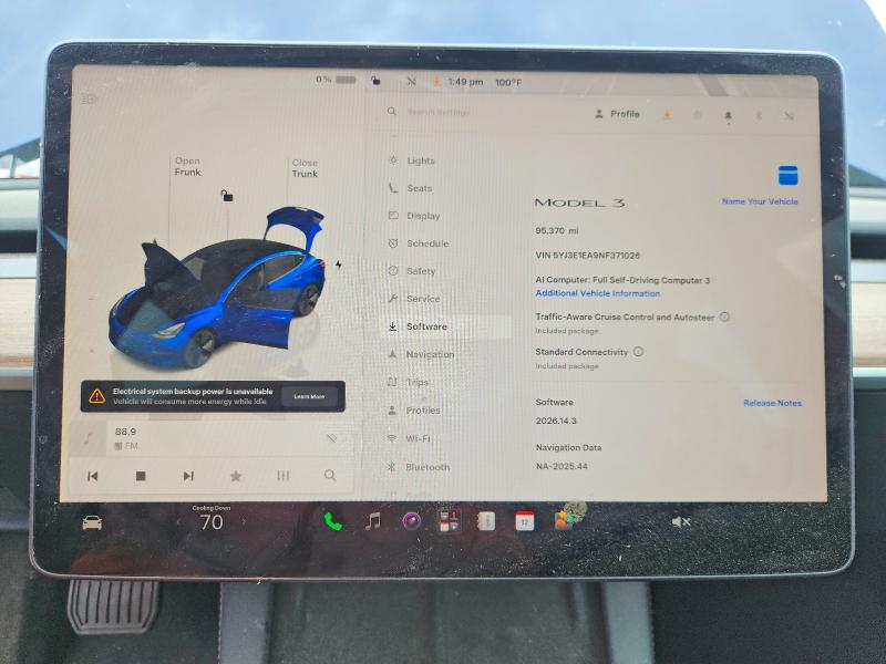 2022 Tesla Model 3 მანქანა იყიდება აუქციონზე, vin: 5YJ3E1EA9NF371026, აუქციონის ნომერი: 57041566