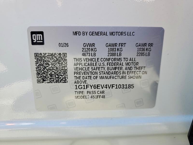 58248736 :رقم المزاد ، 1G1FY6EV4VF103185 vin ، 2027 Chevrolet Bolt مزاد بيع