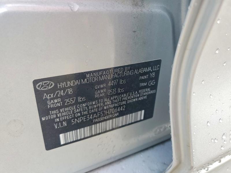 57745436 :رقم المزاد ، 5NPE34AF5JH706442 vin ، 2018 Hyundai Sonata مزاد بيع