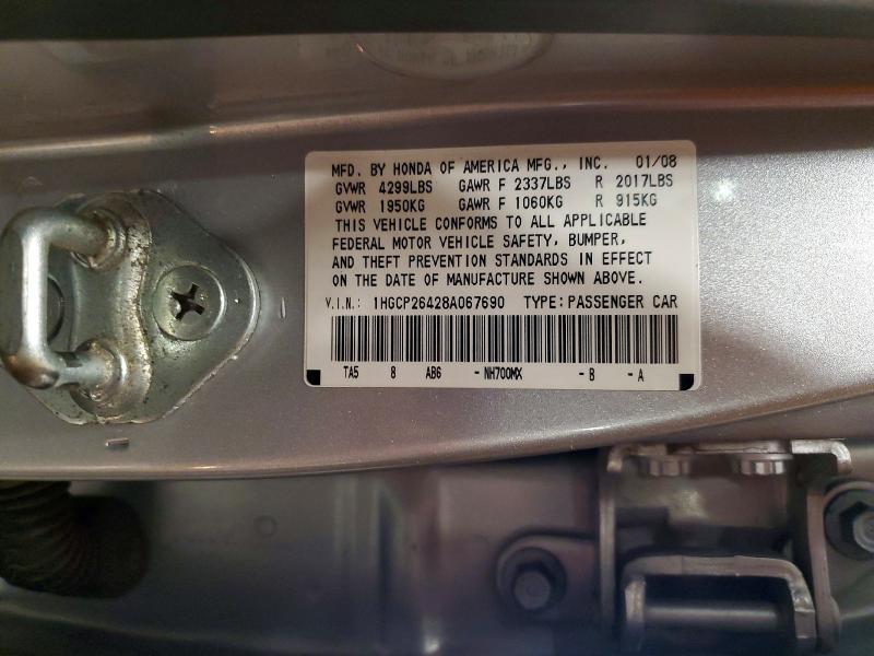 Продаж на аукціоні авто 2008 Honda Accord, vin: 1HGCP26428A067690, номер лоту: 57417356
