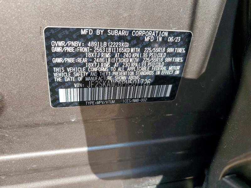 Продаж на аукціоні авто 2023 Subaru Forester, vin: JF2SKANC6PH501726, номер лоту: 57765976