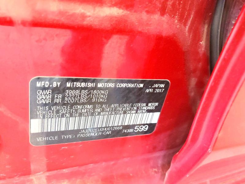Продаж на аукціоні авто 2017 Mitsubishi Lancer, vin: JA32U2FU0HU012669, номер лоту: 56798656