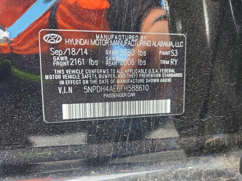 Продажа на аукционе авто 2015 Hyundai Elantra, vin: 5NPDH4AE6FH588610, номер лота: 56341436