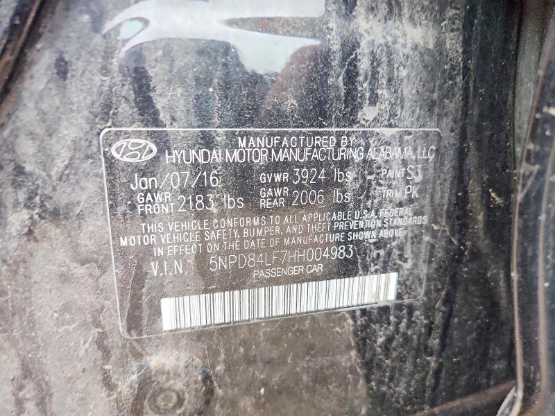 55107166 :رقم المزاد ، 5NPD84LF7HH004983 vin ، 2017 Hyundai Elantra مزاد بيع