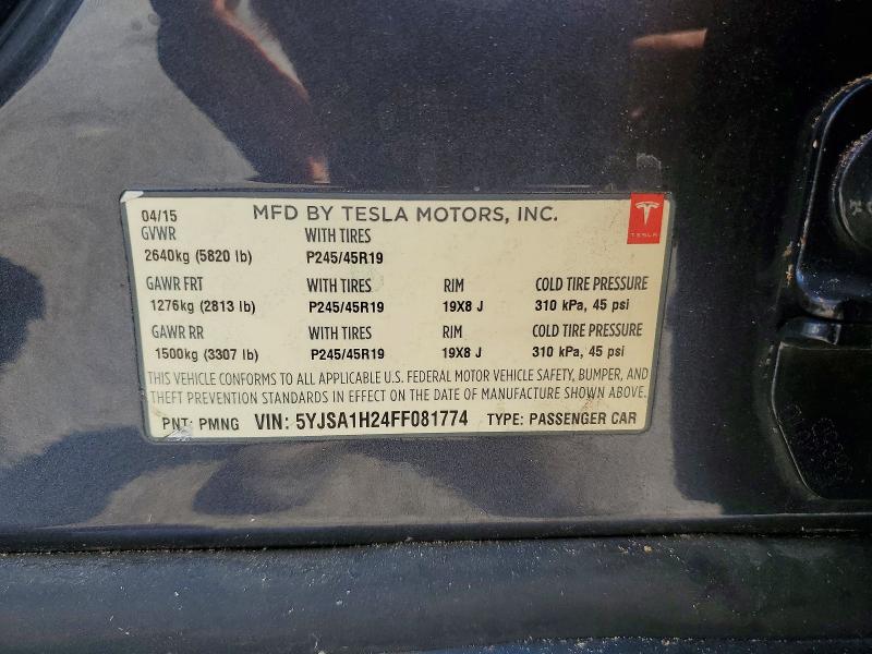 Продажа на аукционе авто 2015 Tesla Model S, vin: 5YJSA1H24FF081774, номер лота: 59665716