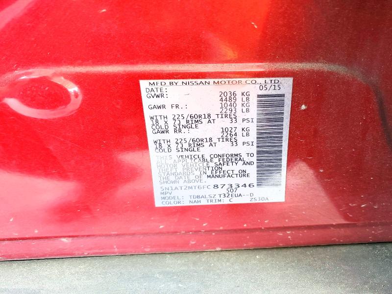 Продажа на аукционе авто 2015 Nissan Rogue, vin: 5N1AT2MT6FC873346, номер лота: 57435156