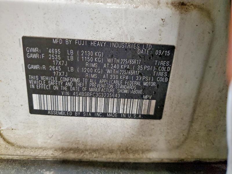 Продажа на аукционе авто 2016 Subaru Outback, vin: 4S4BSBFC3G3235643, номер лота: 56877606
