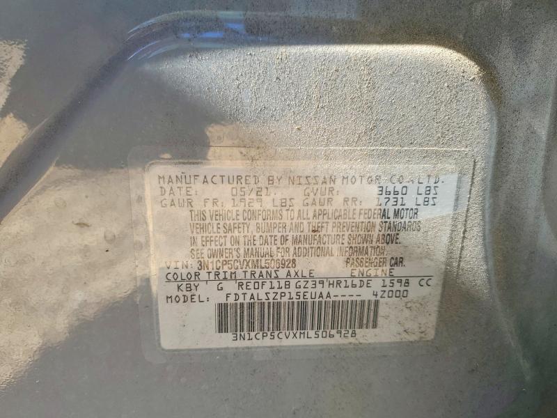 58178006 :رقم المزاد ، 3N1CP5CVXML506928 vin ، 2021 Nissan Kicks مزاد بيع