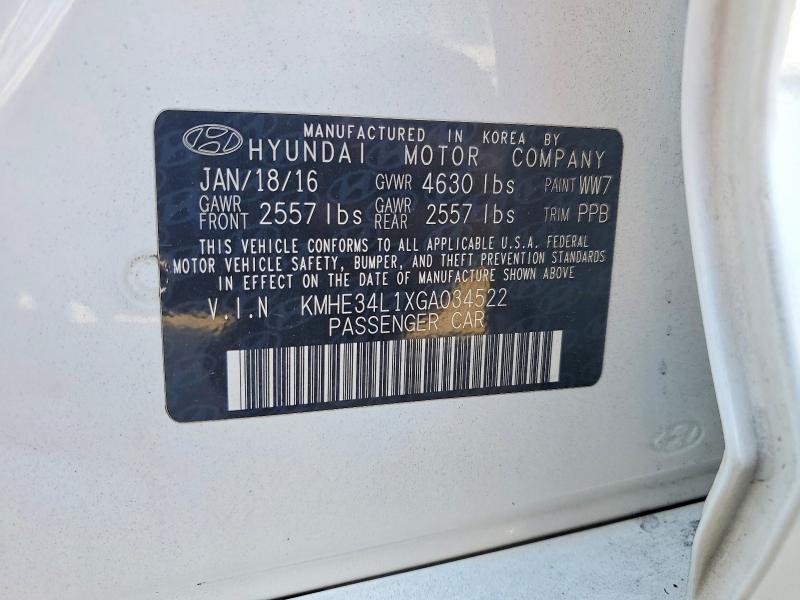 Продаж на аукціоні авто 2016 Hyundai Sonata Hybrid, vin: KMHE34L1XGA034522, номер лоту: 58731656