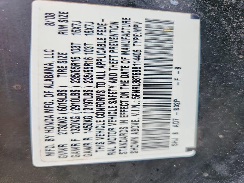55709766 :رقم المزاد ، 5FNRL38768B114406 vin ، 2008 Honda Odyssey مزاد بيع