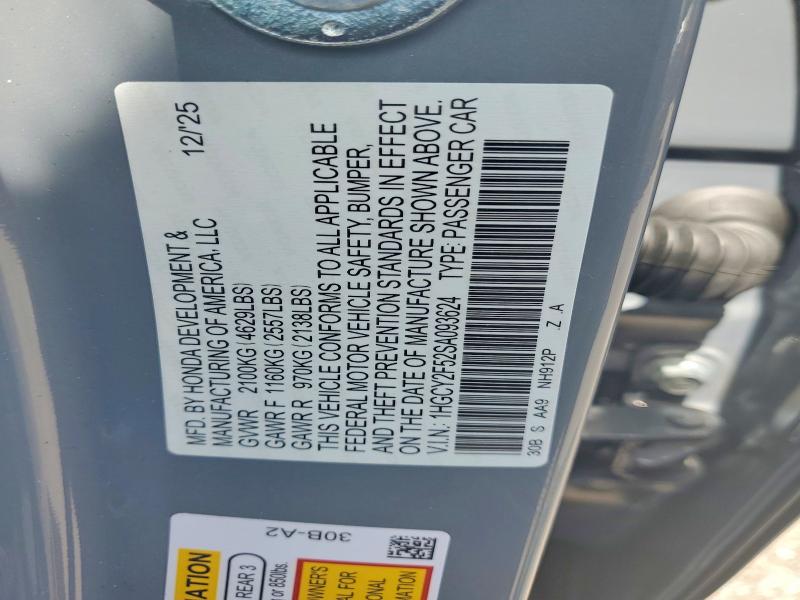 Продаж на аукціоні авто 2025 Honda Accord, vin: 1HGCY2F52SA093624, номер лоту: 56674596