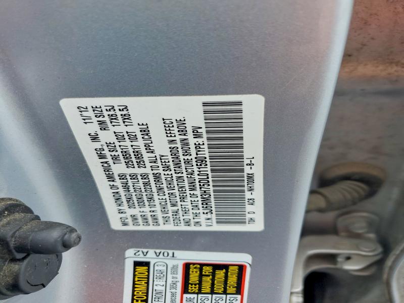 57772246 :رقم المزاد ، 5J6RM3H75DL011590 vin ، 2013 Honda Cr-v مزاد بيع