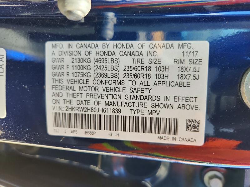 Продажа на аукционе авто 2018 Honda Cr-v, vin: 2HKRW2H80JH611839, номер лота: 55426856