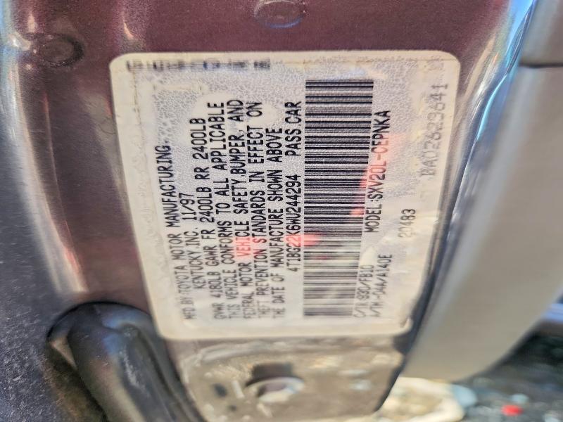 1998 Toyota Camry მანქანა იყიდება აუქციონზე, vin: 4T1BG22K6WU244294, აუქციონის ნომერი: 57049876