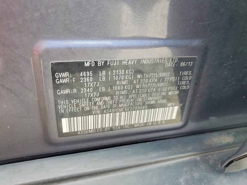 58585806 :رقم المزاد ، 4S4BRDMC6E2209549 vin ، 2014 Subaru Outback مزاد بيع