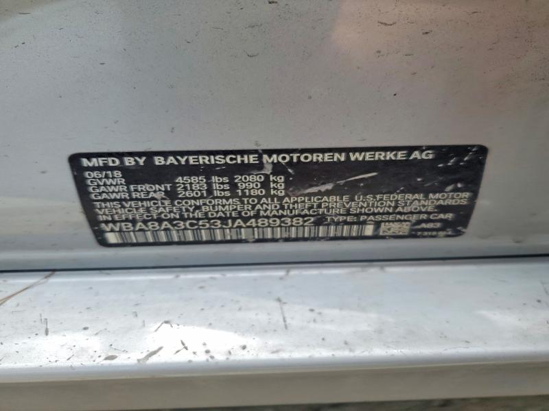 57504076 :رقم المزاد ، WBA8A3C53JA489382 vin ، 2018 Bmw 320 مزاد بيع