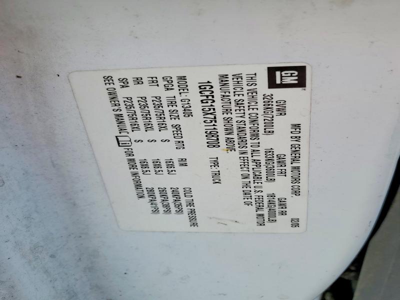 58554356 :رقم المزاد ، 1GCFG15X751198708 vin ، 2005 Chevrolet Uk مزاد بيع